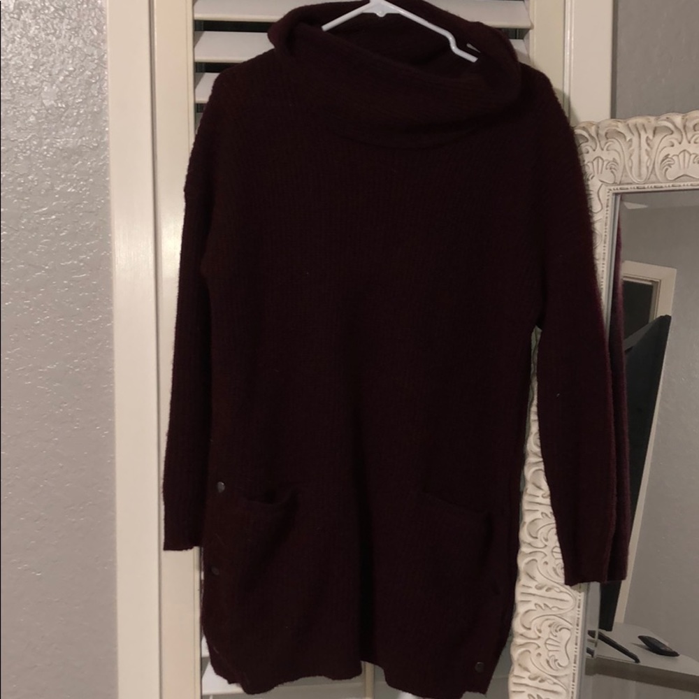 Cowl neck sweater dress